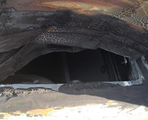 The hole in the air duct Williams used to attempt the break-in. (Source: Angelo Viscoso) 