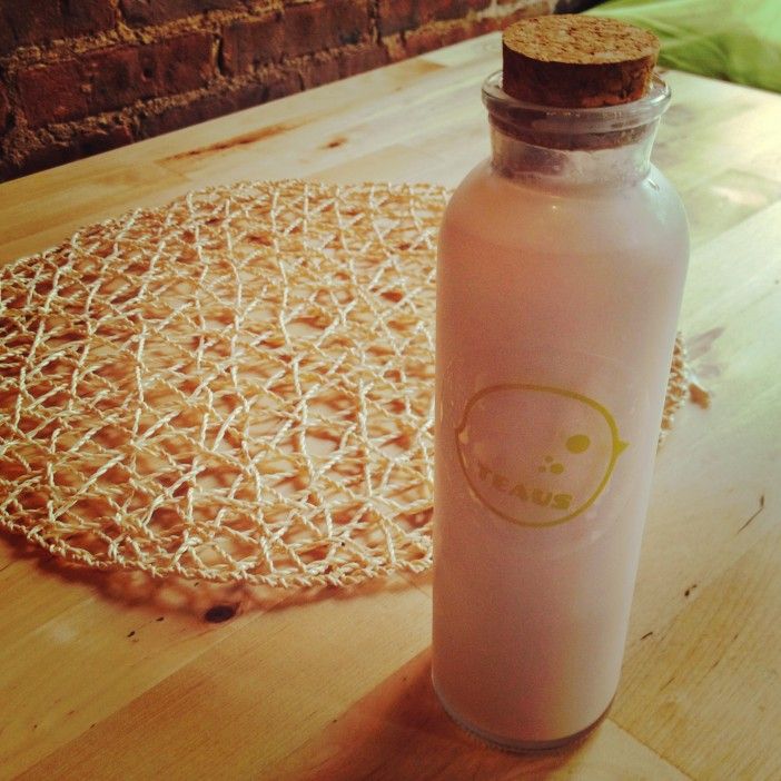 Teaus rose milk tea bottle