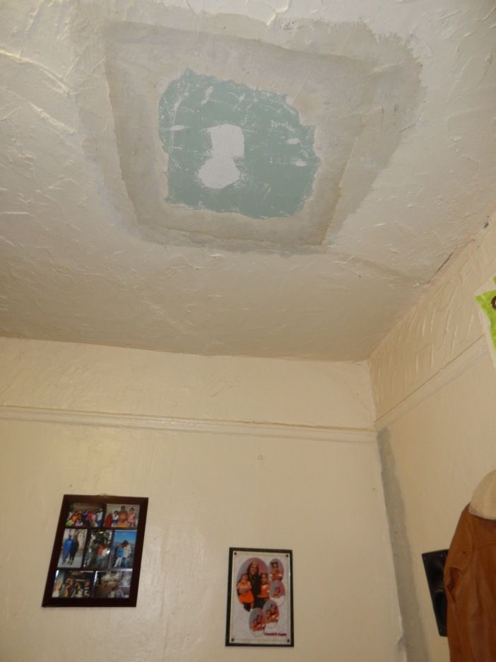 Tasheema McNeil's ceiling had collapsed about a year ago, and she said it was only recently patched.