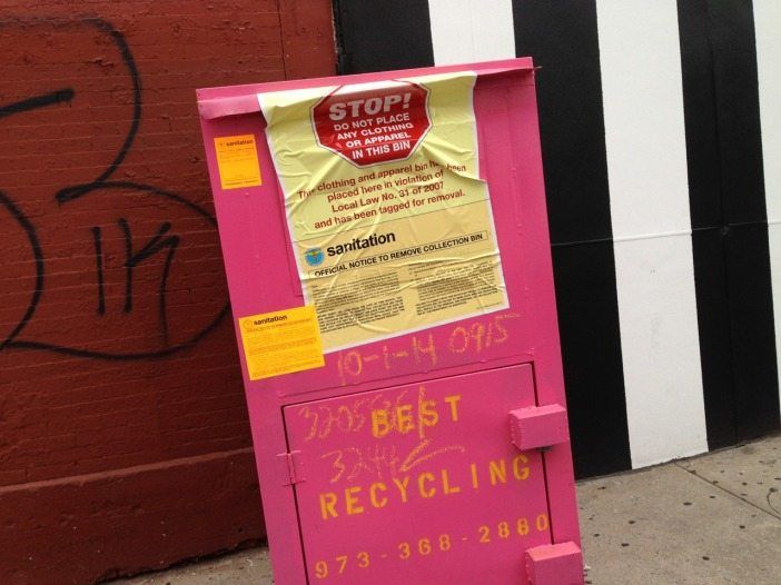 pink donation bin 14th street