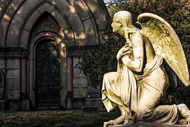 John Bhatia's Kneeling Angel at Green-Wood Cemetery