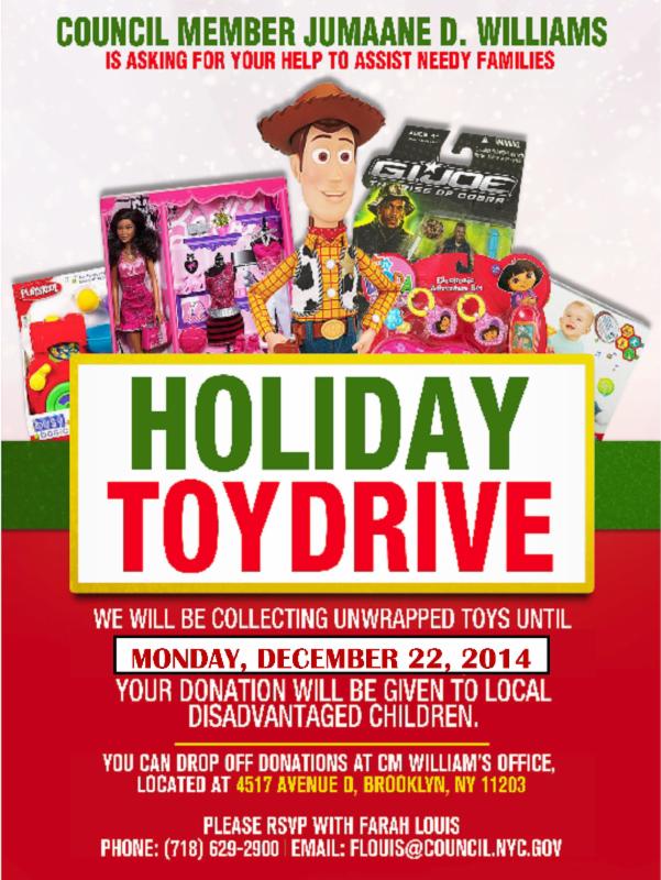 Donate To Councilman Jumaane Williams’ Toy Drive Through Monday, December 22