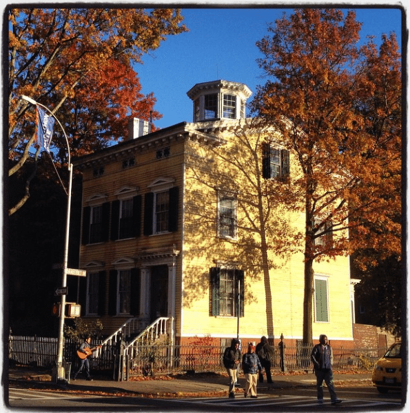 wood house in fall by daleseat