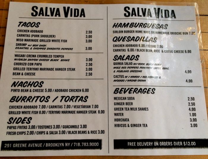 salva vida menu