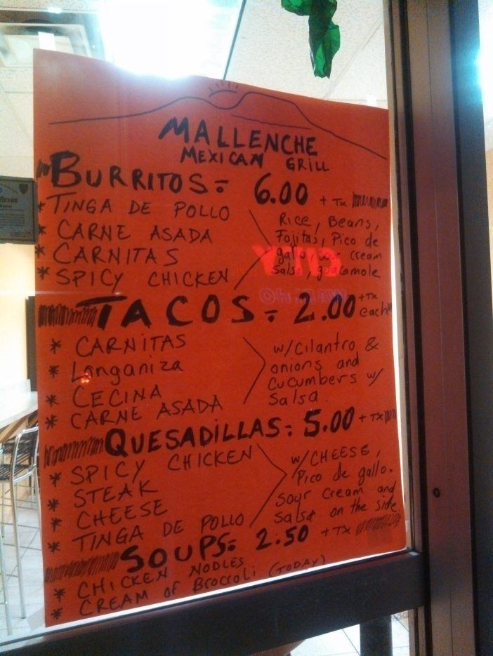 Mallenche Mexican Grill menu