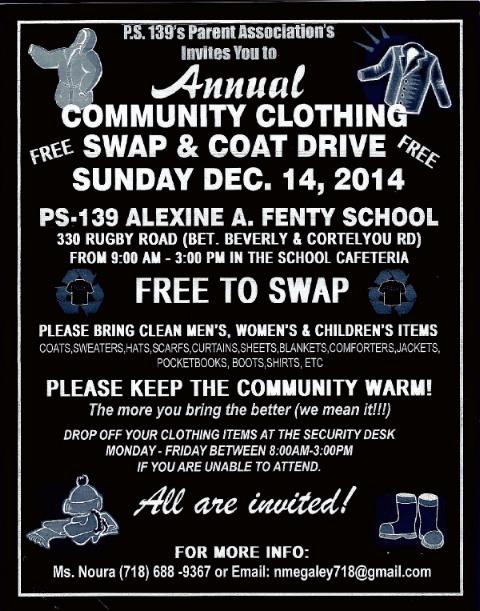 PS 139 clothing swap and coat drive