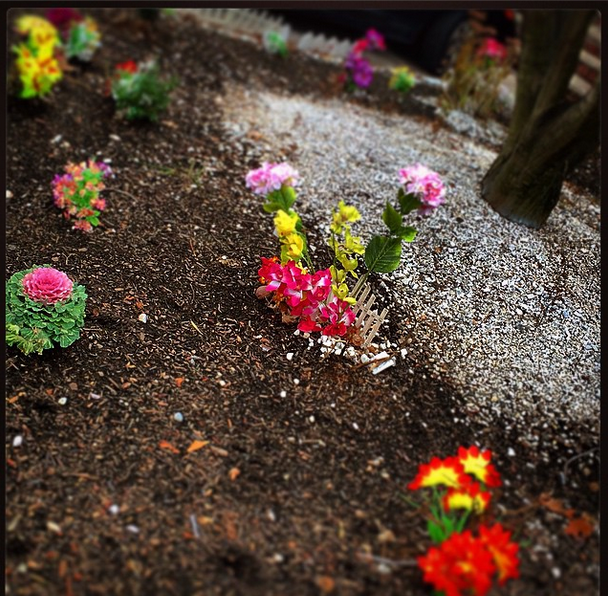 fake flowers in winter