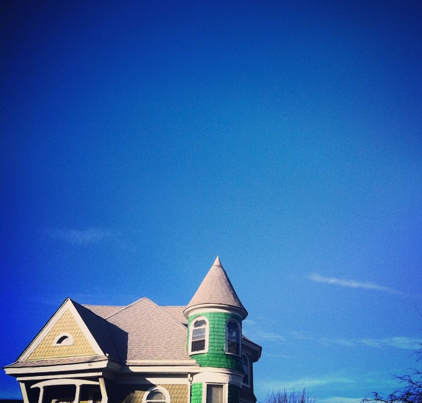 blue sky and house