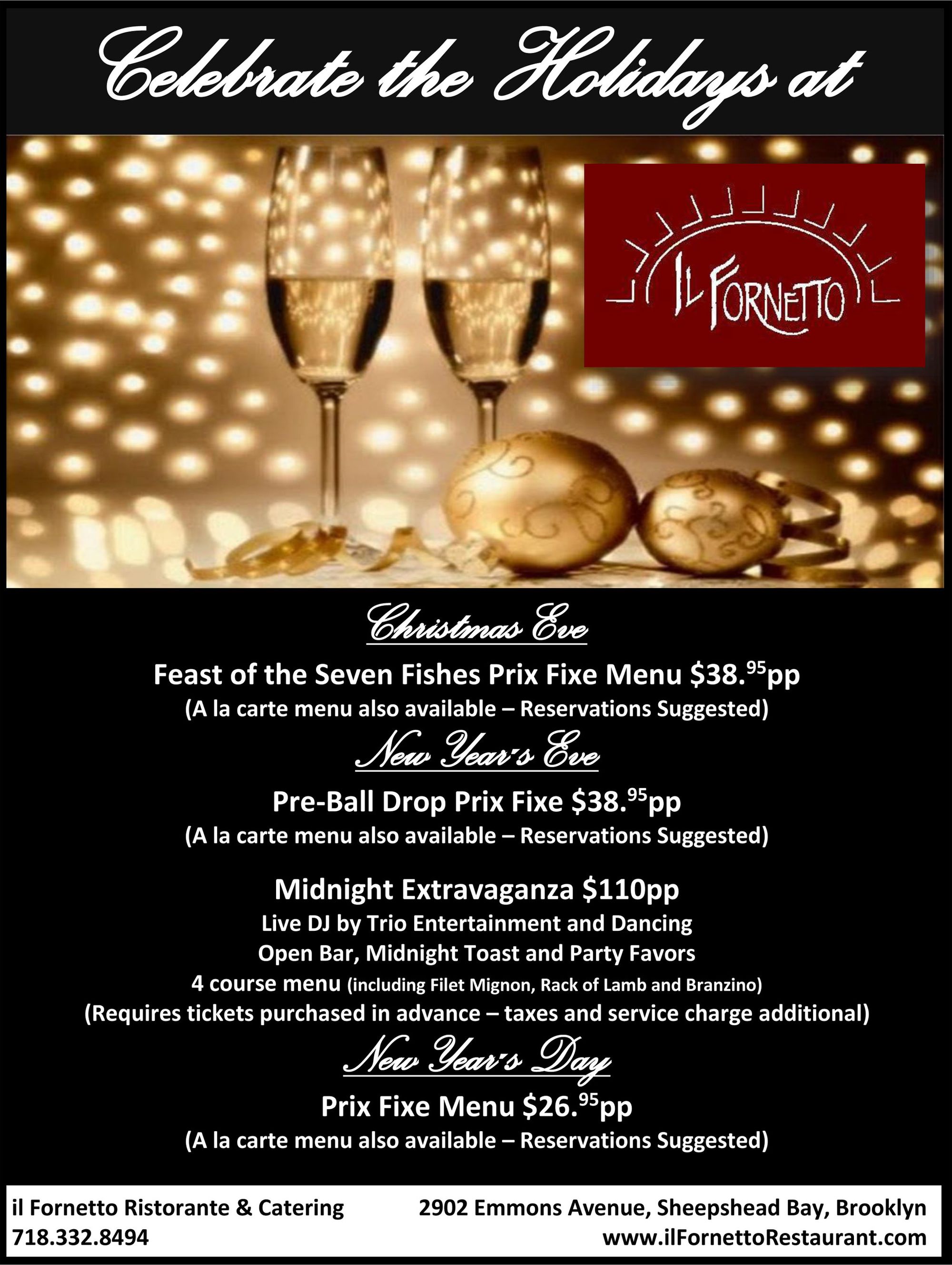Celebrate Christmas And The New Year With Il Fornetto’s Special Prix Fixe Holiday Menus