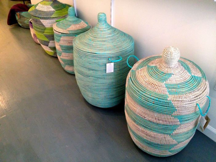 Swahili Imports baskets: The largest cost $225, while bowls are $30, and rugs are $44.