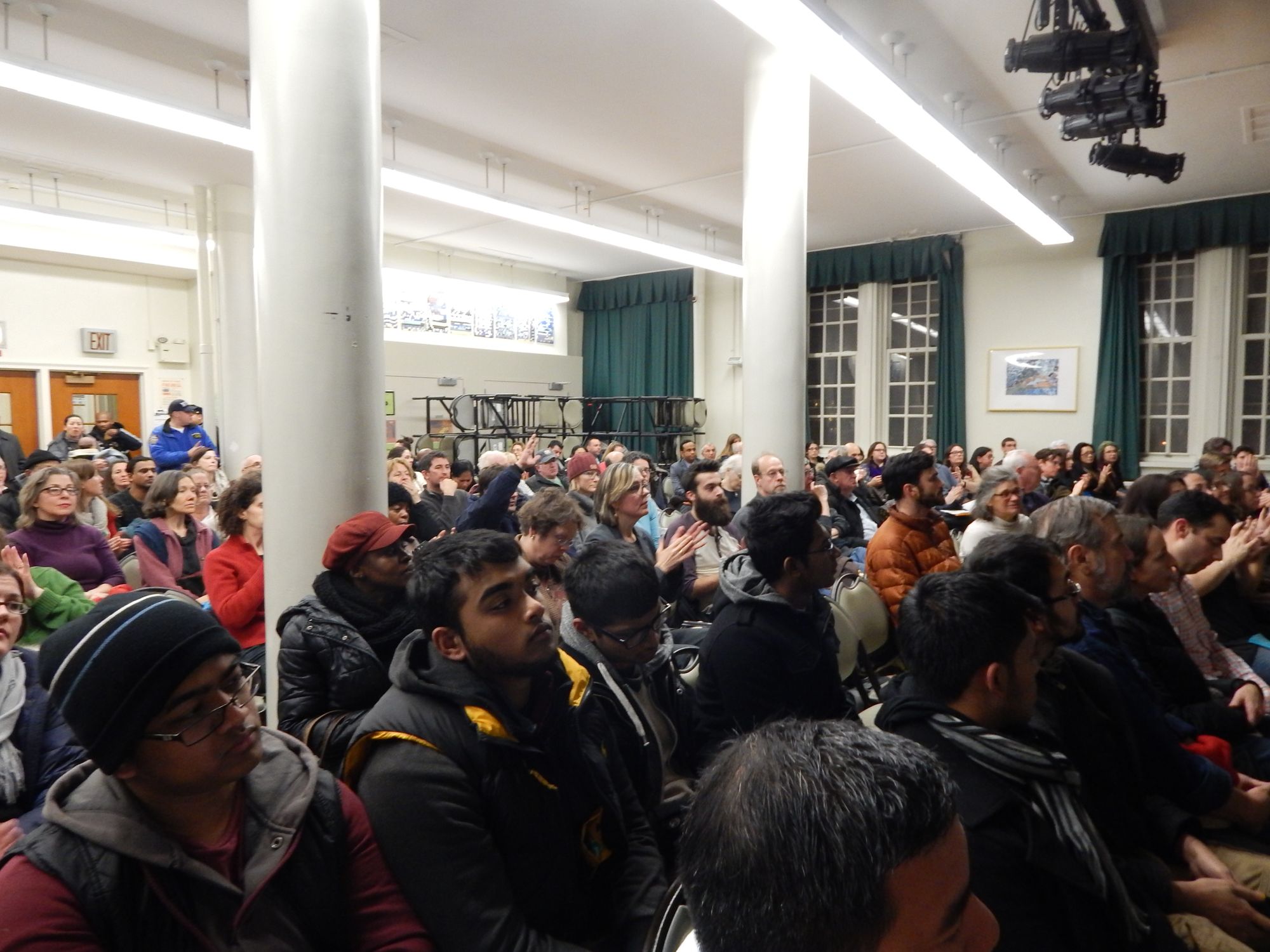 Neighbors packed a room in PS 130 for  a meeting with DOT Commissioner Polly Trottenberg.