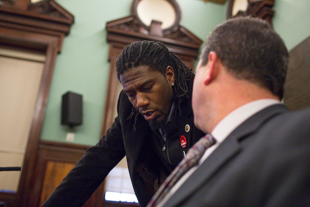 Councilman Jumaane Williams at the hearing he led Thursday on the 421-a property tax exemption program. Photo by William Alatriste/NYC Council