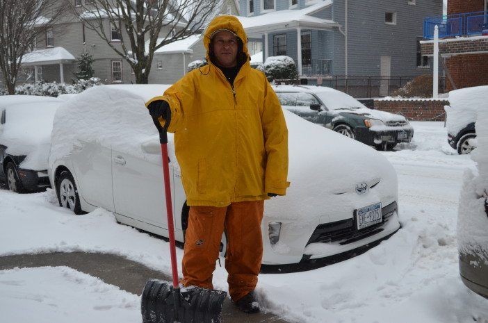 Hugo Smith snow shoveling 2