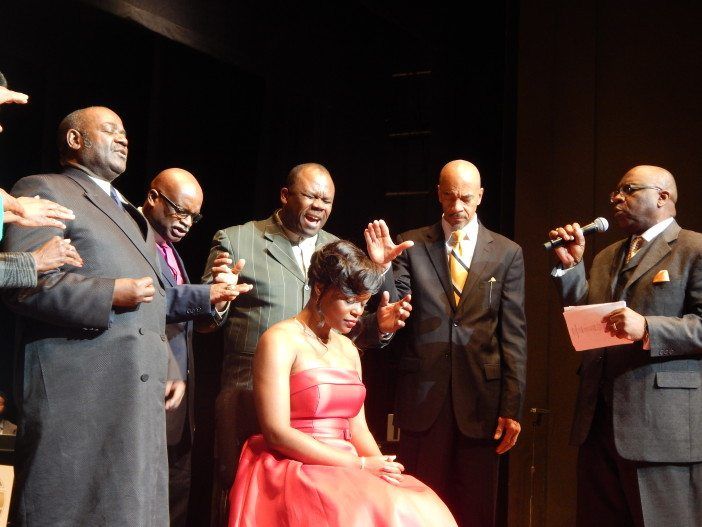 Assemblywoman Rodneyse Bichotte ended her inauguration ceremony with blessings by religious leaders.