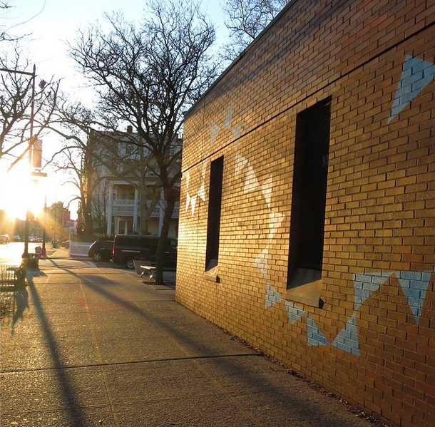 Cortelyou Road and library, sunset