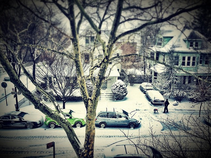 Stratford Road in the snow