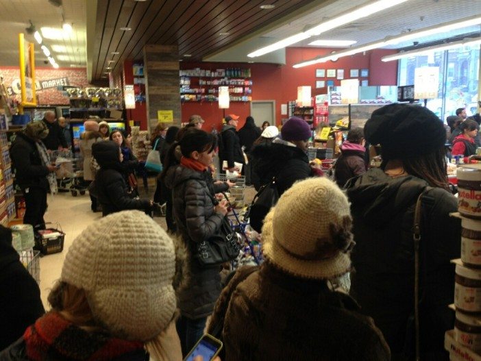 The line at Steve's C-Town this afternoon, via Christine Bush.