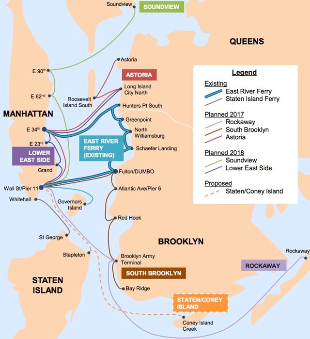 Map: How De Blasio’s Expanded Ferry System Will Connect The Boroughs