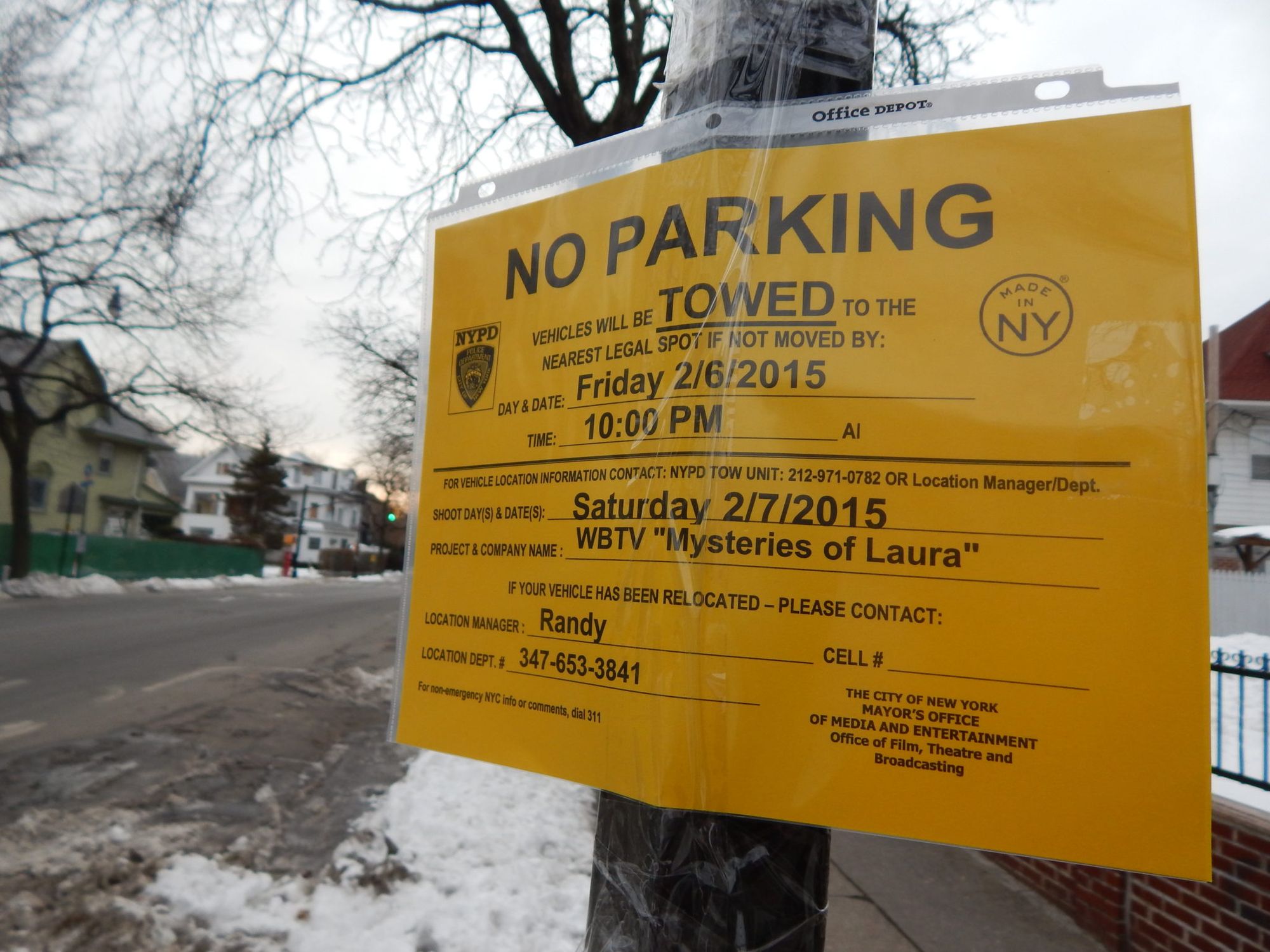 NBC’s ‘The Mysteries of Laura’ Will Film In Our Neighborhood Saturday – Move Your Cars By Friday