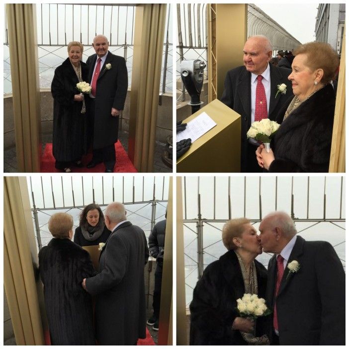 Anthony Deliso, 86, and Antoinette Deliso, 80, renew their vows on the Empire State building.