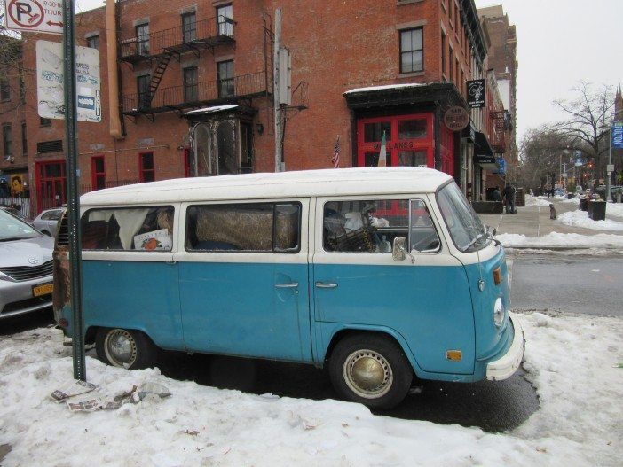 van in snow