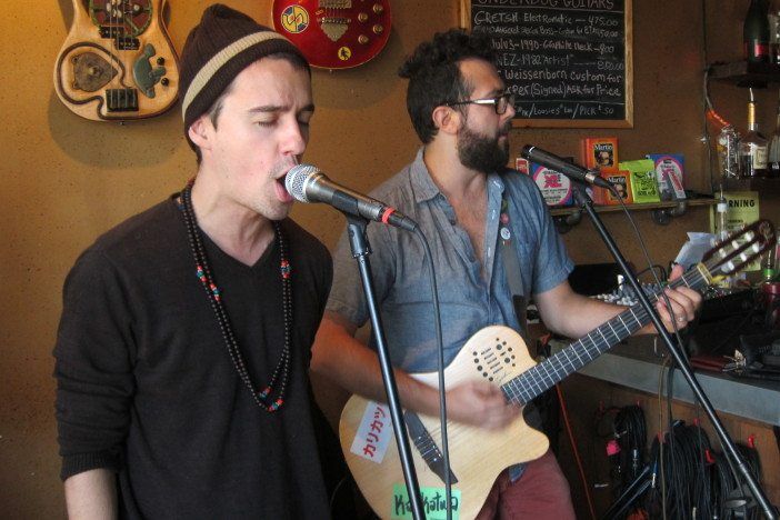 The band Karikatura entertains the crowd at Bar Chord.