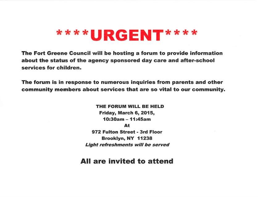 Tomorrow: “Emergency” Forum To Discuss Day Care And After-School Programs