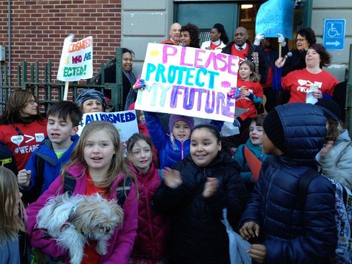 Students, teachers, and even dogs showed support at PS 10.