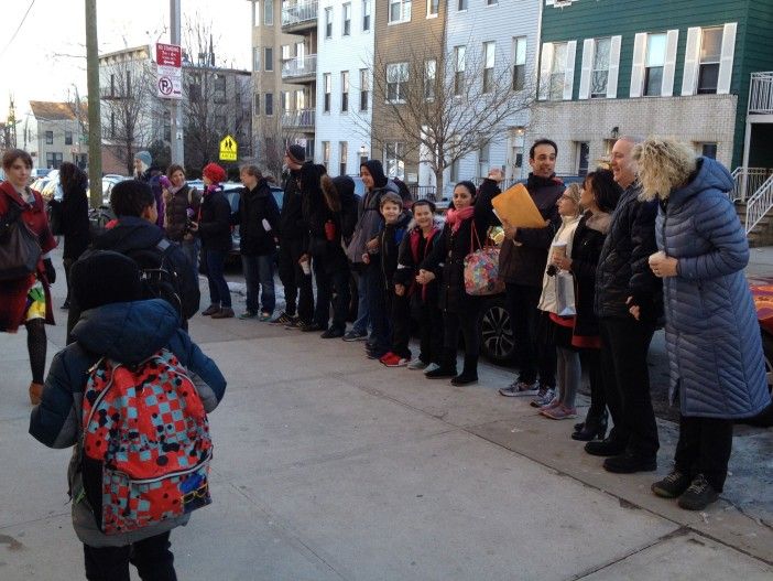 Parents and teachers gathered at New Voices Middle School.