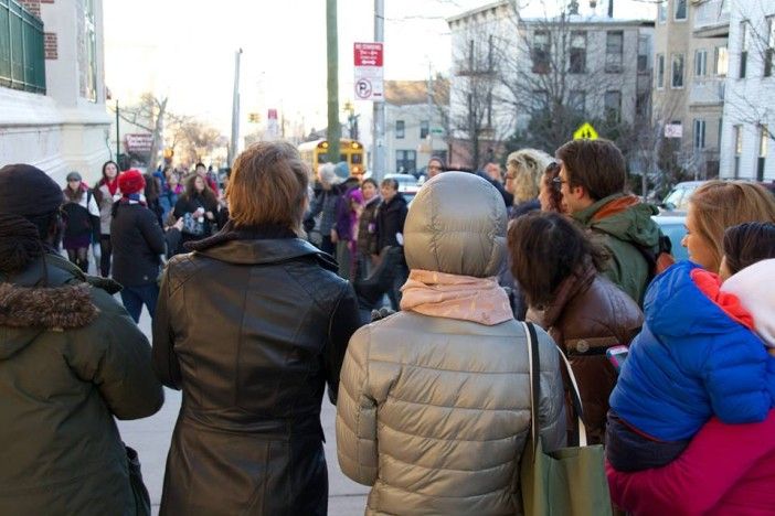 Braving the cold to show support. Photo courtesy of PS 295