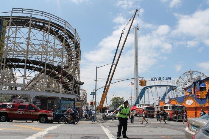 One of the last remnants of  Astroland, the Astrotower, was removed in 2013 due to swaying and stability concerns. Photo by Elise Feinstein.