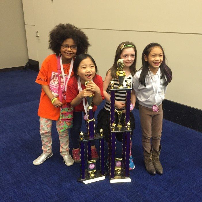 The under-8 team members were thrilled with their victory! Photo courtesy PS 139 Chess Ninjas