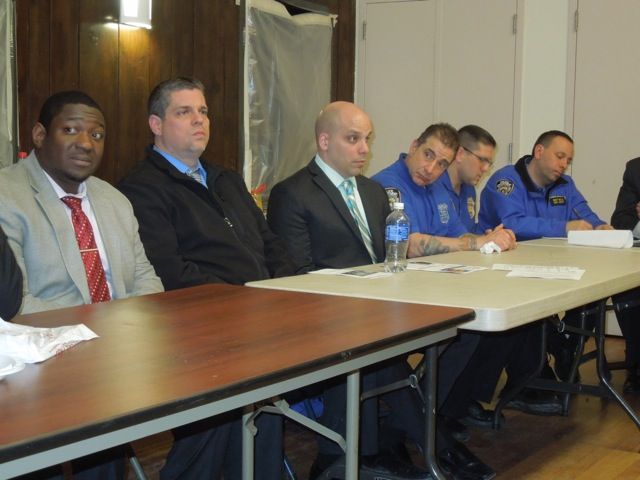 The Cops of the Month: the 3 officers in suits on left, and the Community Affairs officers in blue: Vitello, Andreano, and Milici.