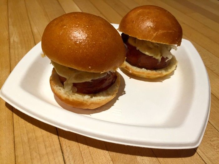 kielbasa sliders from baba's pierogies in gowanus