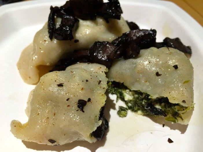 boiled spinach/feta pierogies from baba's pierogies in gowanus