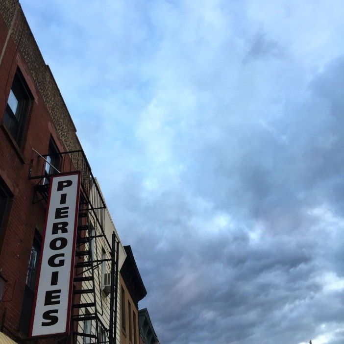 sign for baba's pierogies on 3rd avenue in gowanus