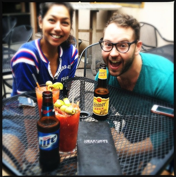 Probably smiling because they just ate their Dram Shop burgers outside. Photo by bovrutsky