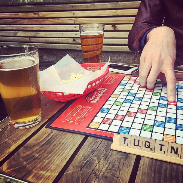 Beer, popcorn, scrabble, sunshine at High Dive...what more do you need? Photo by wbgriffin