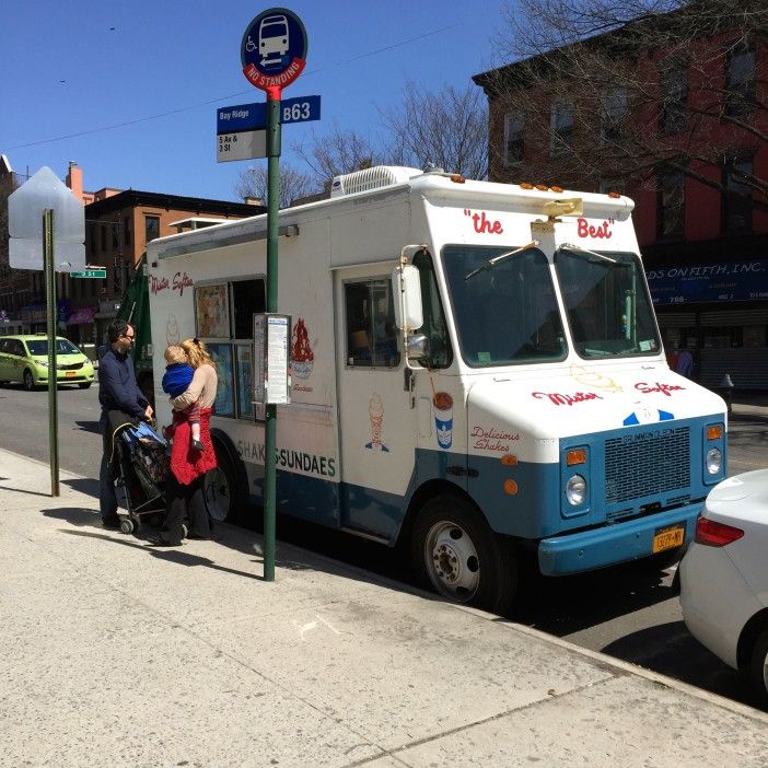 mister softee ice cream truck in park slope