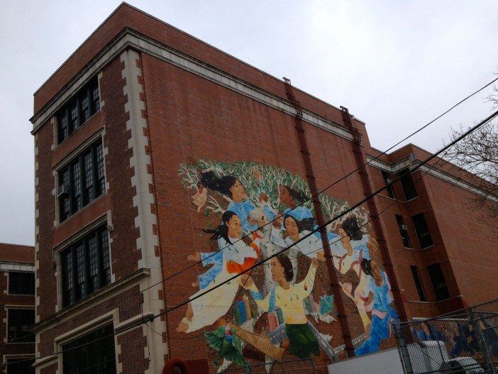 mural on the side of PS 295 in south slope