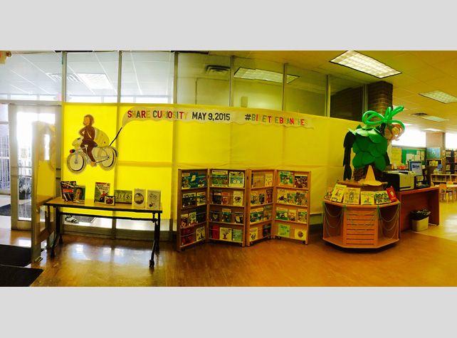 Windsor Terrace Library's Bike the Branches display, via the Brooklyn Public Library.