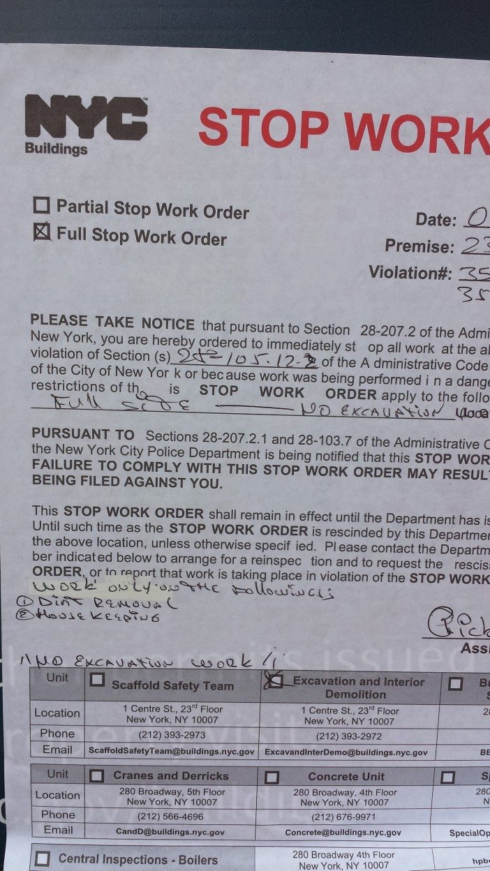 stop work order at 236 17th street