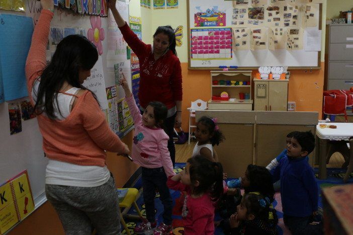 Students and teachers at the Council of People's Organization pre-school.