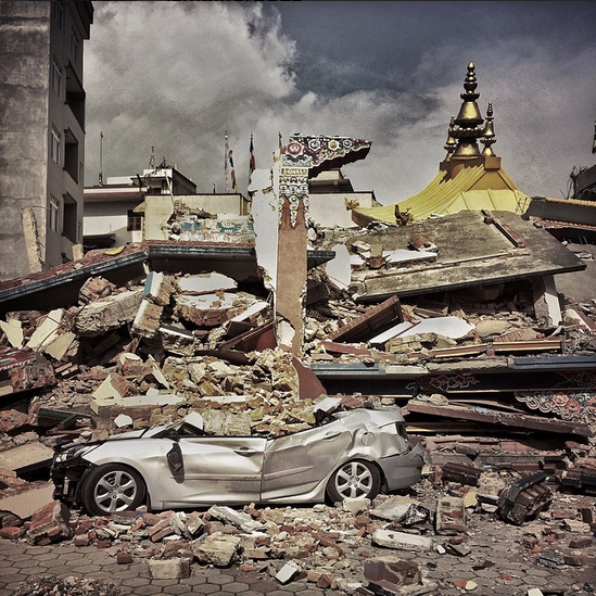 The remains of the Manag Buddhist Temple in Swoyambhu, Nepal. Photo via Ismail Ferdous