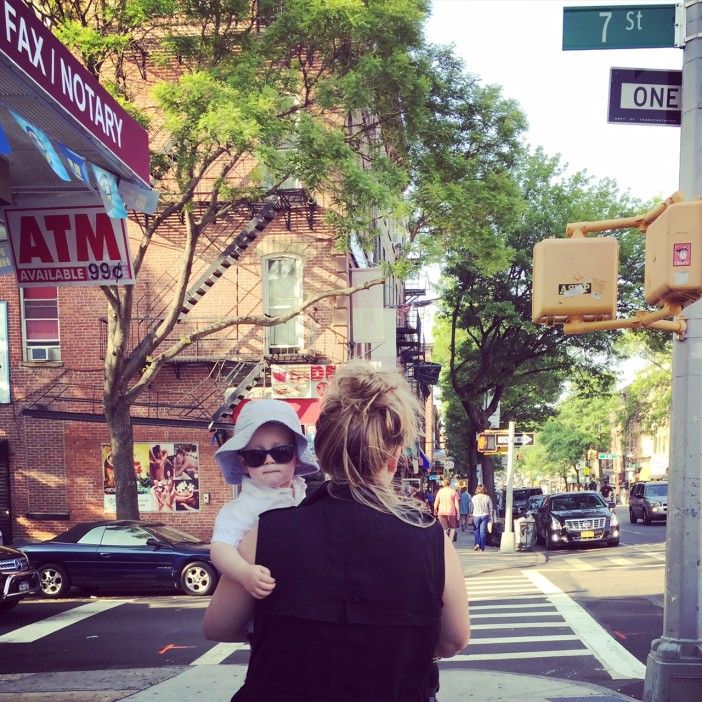 baby in sunglasses in park slope