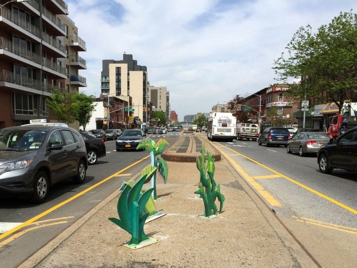 greenery art installation on 4th avenue in south slope