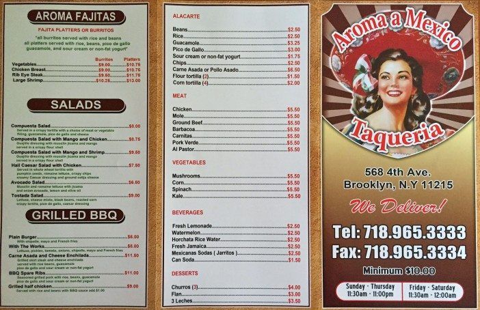 Aroma A Mexico Taqueria menu