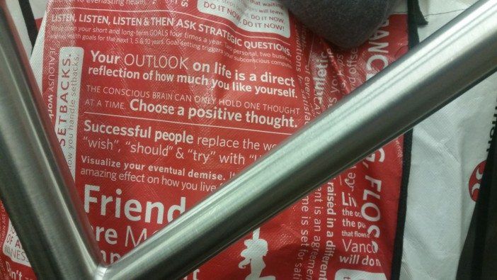 Positive thoughts on a bag subway