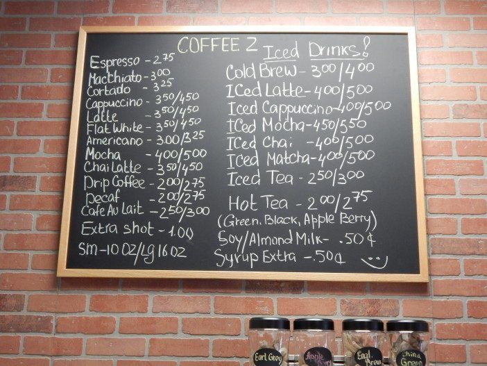 Coffee Z menu