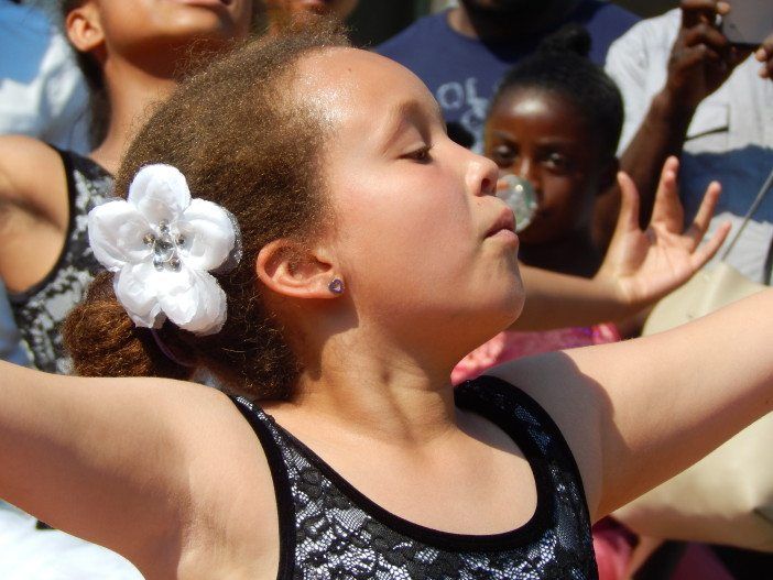 Flatbush Avenue Street Fair Cynthia King dancer concentrating